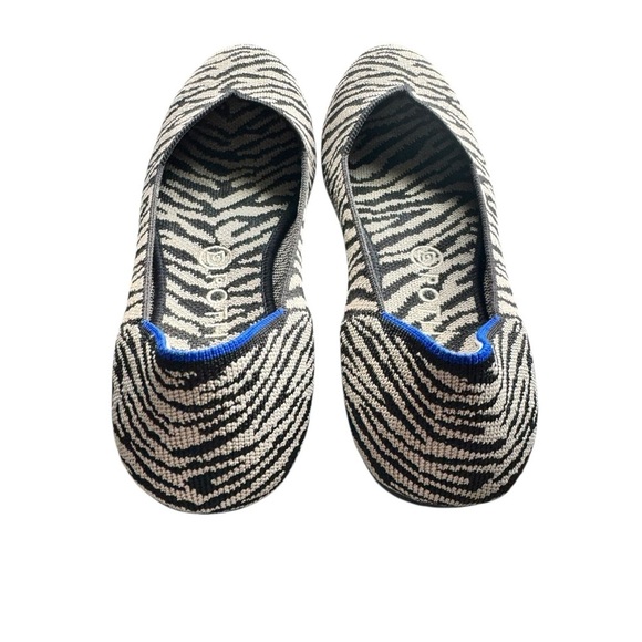 Rothy’s The Point Flats Zebra Print Black White Size 10 Sustainable Knit Shoes - Picture 4 of 5